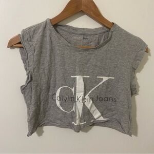 Calvin Klein Jeans Gray Logo Crop Top